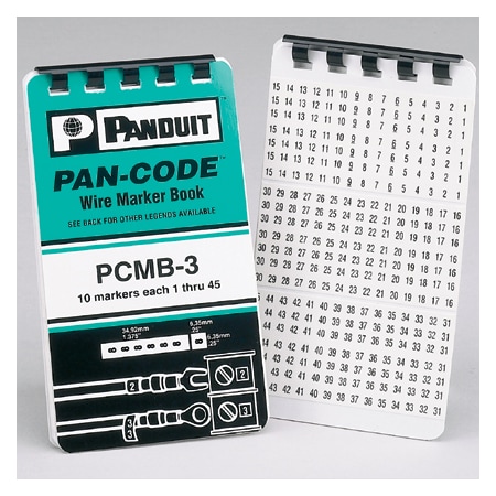 Panduit Pre-Printed WM Book, Vinyl Cloth, .22" W x 1.38" L, 0-9, PCMB-25 PCMB-25